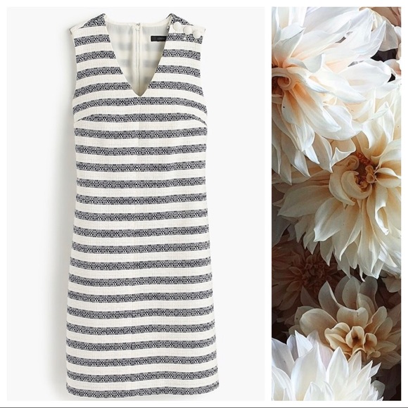 J. Crew Dresses & Skirts - J. Crew Striped Button Tweed Sheath Dress Size 8